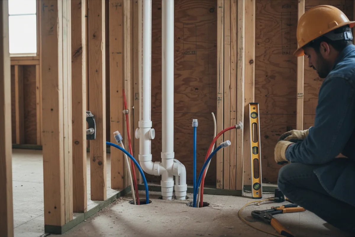 Drain and supply rough-in during Sump Pump Repair in Ocean City