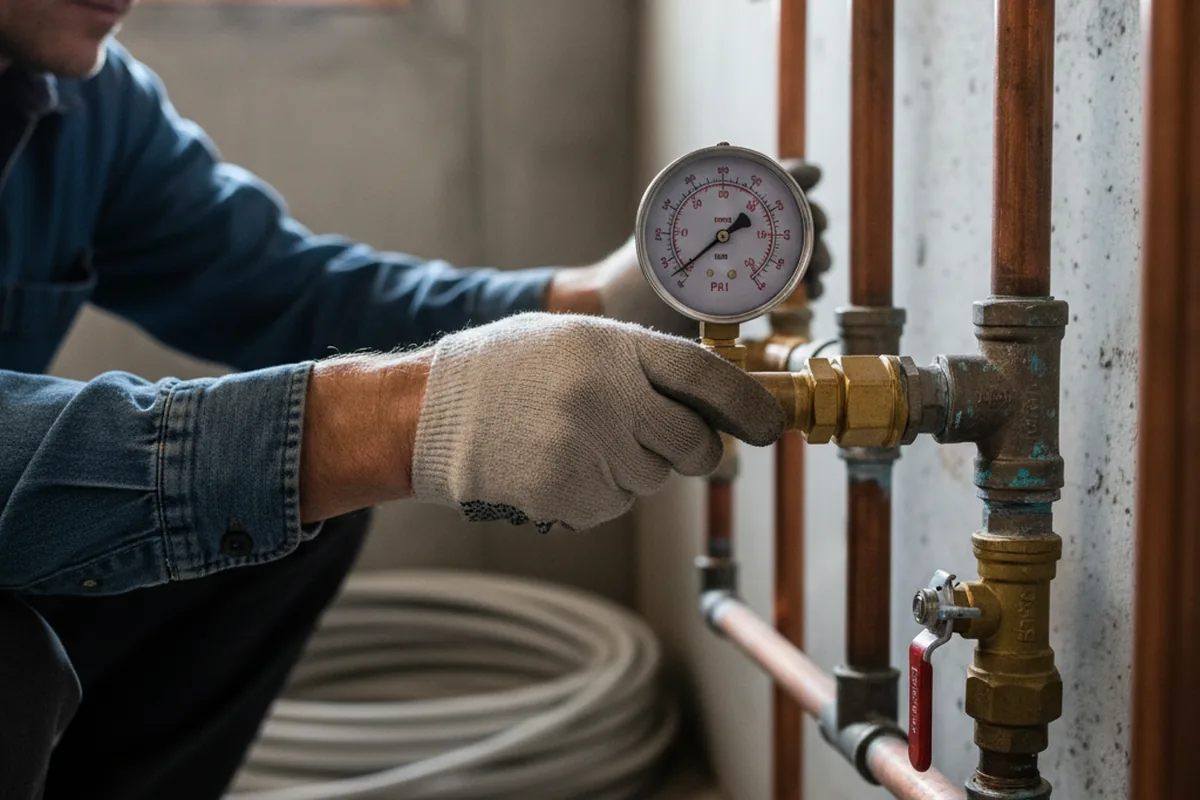 Pressure testing a repaired line during Water Line Repair in Ocean City